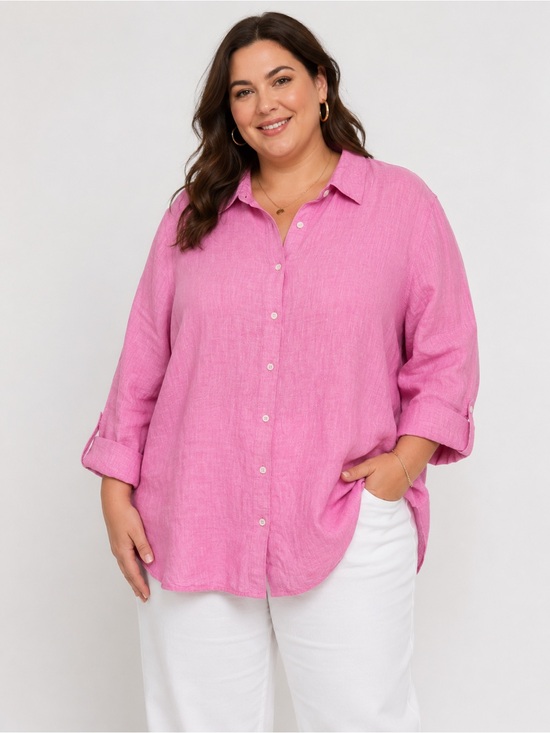 Talbots Tops - Talbots 100% Linen Long Sleeve Top Womens Size 3X Lagenlook Relaxed Fit Coastal